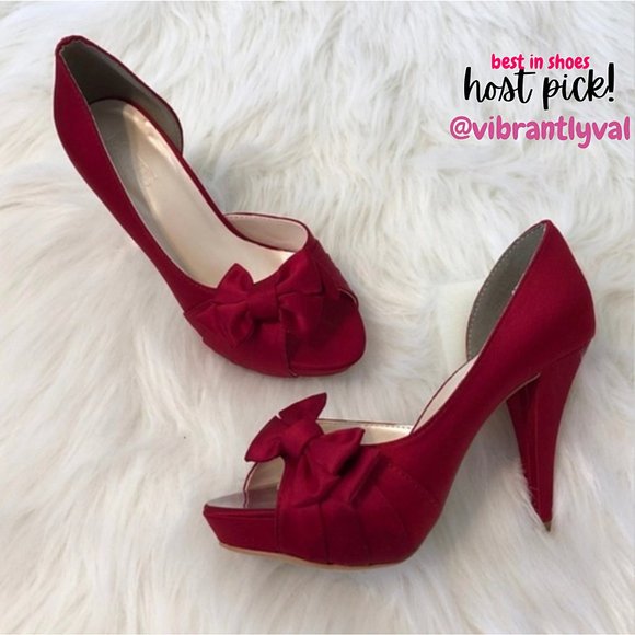 David's Bridal Shoes - NEW Satin Peep Toe Bow D'Orsay Platform Stiletto